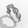 14K White Gold Round-Cut Natural Diamonds Infinity Link Ring