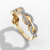 14K Yellow Gold Round-Cut Natural Diamonds Infinity Link Ring