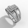 14K White Gold and Natural Diamonds Rectangular Pavé Statement Ring