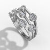 14K White Gold Baguette & Round Natural Diamonds Multi-Row Circle Ring