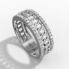 14K White Gold Round-Cut Natural Diamonds Chain Link Ring