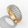 14K Yellow Gold Pavé Natural Diamonds Ribbed Dome Ring