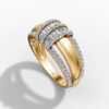14K Yellow Gold Baguette & Round-Cut Natural Diamonds Bold Statement Ring