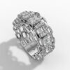 14K White Gold Natural Diamonds Chain-Link Baguette Statement Ring