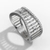 14K White Gold Natural Diamonds Baguette Statement Ring
