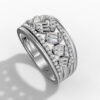 14K White Gold Natural Diamonds Baguette and Round-Cut Statement Ring