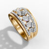 14K Yellow Gold Natural Diamonds Baguette and Round-Cut Statement Ring