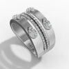 14K White Gold Natural Diamonds Baguette and Pavé Modern Statement Ring