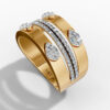 14K Yellow Gold Natural Diamonds Baguette and Pavé Modern Statement Ring