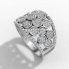 14K White Gold Natural Diamonds Multi-Circle Pavé Statement Ring