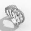 14K White Gold Natural Diamonds Twisted Leaf Baguette Ring