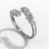 14K White Gold Natural Diamonds Open Leaf Baguette Ring
