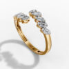 14K Yellow Gold Natural Diamonds Open Leaf Baguette Ring