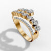 14K Yellow Gold Natural Diamonds Multi-Row Twisted Leaf Ring