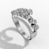 14K White Gold Natural Diamonds Multi-Row Twisted Leaf Ring