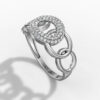 14K White Gold Natural Diamonds Oval Chain Link Ring