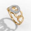14K Yellow Gold Natural Diamonds Oval Chain Link Ring