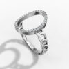 14K White Gold Natural Diamonds Open Oval Chain Ring