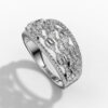 14K White Gold Baguette & Round Natural Diamonds Ring
