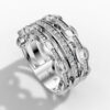 14K White Gold Natural Diamonds Link Statement Ring
