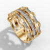 14K Yellow Gold Natural Diamonds Link Statement Ring