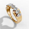 14K Yellow Gold Natural Diamonds Sculptural Statement Ring