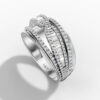 14K White Gold Natural Diamonds Statement Ring