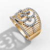 14K Yellow Gold Natural Diamonds Interlocking Circles Statement Ring