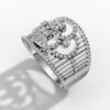 14K White Gold Natural Diamonds Interlocking Circles Statement Ring