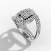 14K White Gold Natural Diamonds Geometric Pavé Statement Ring