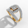 14K Yellow Gold Natural Diamonds Geometric Pavé Statement Ring
