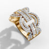 14K Yellow Gold Baguette & Round-Cut Natural Diamonds Double Loop Statement Ring