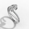 14K White Gold Baguette & Round Natural Diamonds Open Wrap Ring