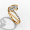 14K Yellow Gold Baguette & Round Natural Diamonds Open Wrap Ring