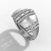 14K White Gold Natural Diamonds Baguette Bold Statement Ring
