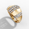14K Yellow Gold Natural Diamonds Baguette Bold Statement Ring