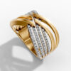 14K Yellow Gold Natural Diamonds Criss-Cross Statement Ring