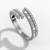 14K White Gold Baguette & Round-Cut Natural Diamonds Wrap Ring