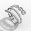 14K White Gold Round-Cut Natural Diamonds Wrap Statement Ring