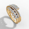14K Yellow Gold and Natural Diamond Leaf Ring