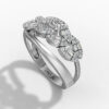 14K White Gold Baguette & Round-Cut Natural Diamonds Leaf Statement Ring