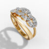 14K Yellow Gold Baguette & Round-Cut Natural Diamonds Leaf Statement Ring