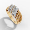 14K Yellow Gold Baguette & Round-Cut Natural Diamonds Bubble Ring