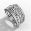 14K White Gold Natural Diamonds Baguette and Round-Cut Statement Ring