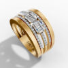 14K Yellow Gold Natural Diamonds Baguette and Round-Cut Statement Ring