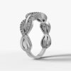 14K White Gold Round-Cut Natural Diamonds Infinity Link Ring