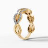 14K Yellow Gold Round-Cut Natural Diamonds Infinity Link Ring