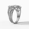 14K White Gold Baguette & Round Natural Diamonds Multi-Row Circle Ring