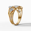 14K Yellow Gold Baguette & Round Natural Diamonds Multi-Row Circle Ring
