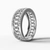 14K White Gold Round-Cut Natural Diamonds Chain Link Ring